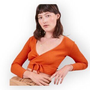 Big Bud Press Burnt Orange Wrap Top XXS Women's 70s Inspired